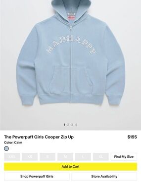 Madhappy Powerpuff girls Light Blue Zip-Up Hoodie